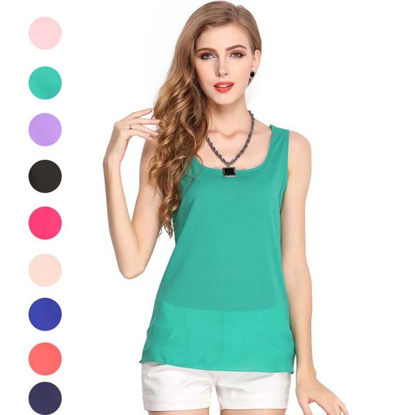

solid color tank sleeveless chiffion tank base shirt sleeveless shirts tees women fashion clothing black white drop ship 220049