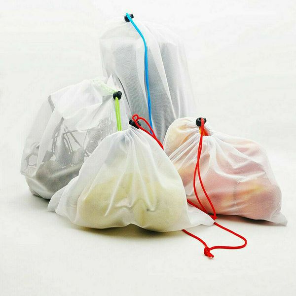 

2019 reusable mesh produce drawstring bags eco friendly bags for grocery shopping fruit vegetable toys storage