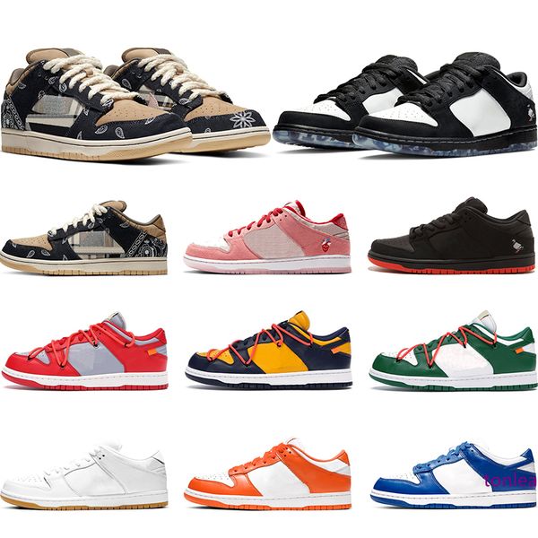 

2020 sb dunk low luxury designer skateboard shoes travis scotts women sneakers white orange green casual sports chaussures size 36-45