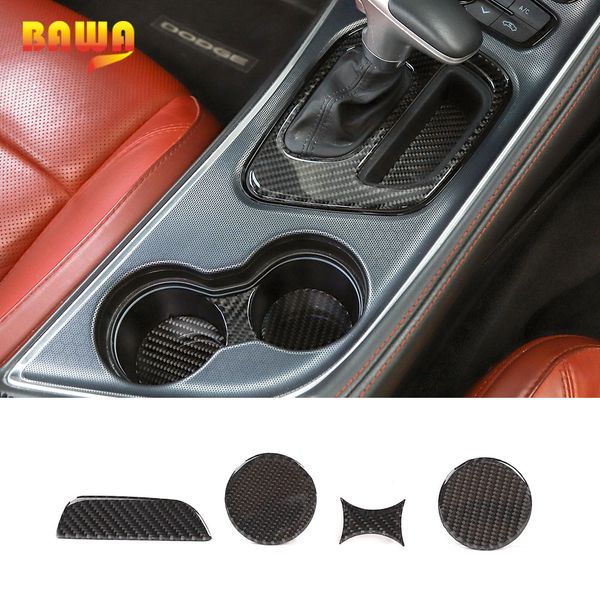 

bawa auto gear shift panel water cup decorative cover stickers for dodge challenger 2015+ interior mouldings accessories