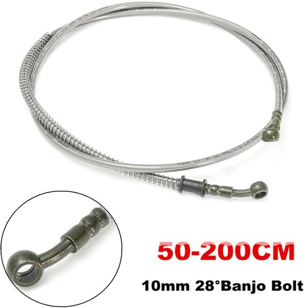 

motorcycle bike braided brake clutch oil hose line pipe 10mm banjo 50cm - 200cm silver high-pressure pipe