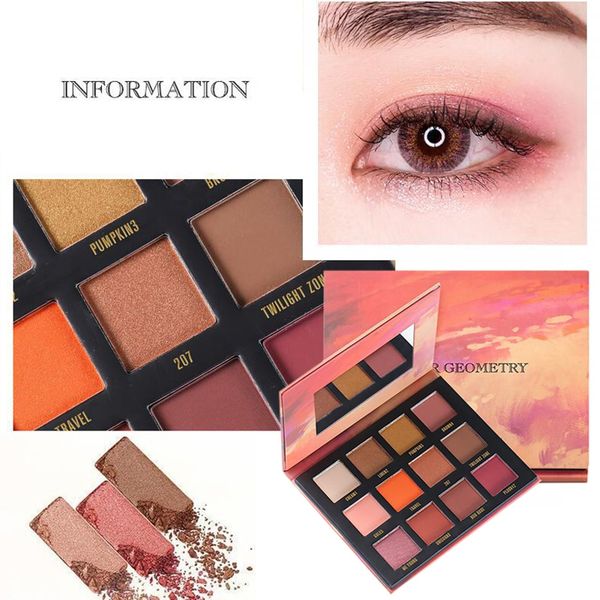 

12-color fashion eyeshdaow palette with mirror waterproof smudge-proof matte shimmer eye shadow