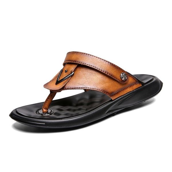 

large size summer fashion pure color beach slippers men flip flops shoes zapatos antiskid casual shoes slippers, Black