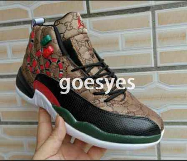 

12 gs generation of snake black brown red men basketball shoes new style 12s mens snakeskin multicolor sports designer sneakers with box, White;red