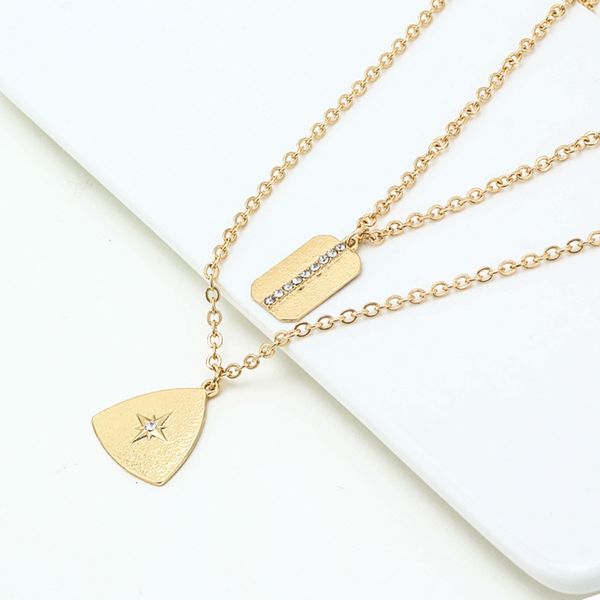 

wholesale time adjustable diamond set alloy simple classic wedding party multiple triangle rectangular necklace plating alloy pendant woman, White