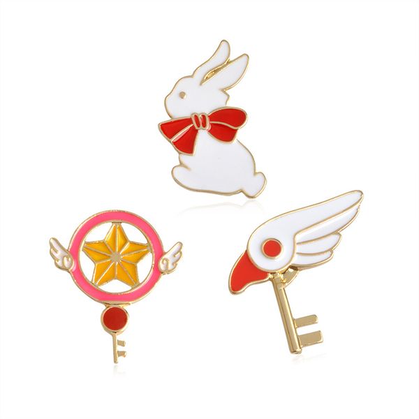 

симпатичный мультфильм животных кролик крыла металла kawaii эмаль pin badge кнопки брошь рубашка denim jacket сумка декоративные броши для ж, Gray