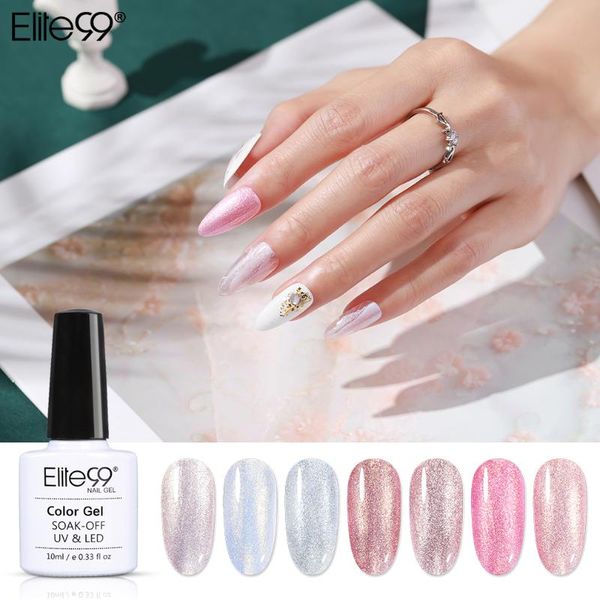 

elite99 10ml pearl nail glitter gel polish pearlescent metal uv nail gel matte coat black white color uv led cured needed, Red;pink