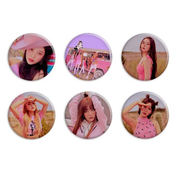 

6pcs/set kpop red velvet mini the reve festival day 2 round badge pins 58mm brooches for clothes hat backpack, Gray