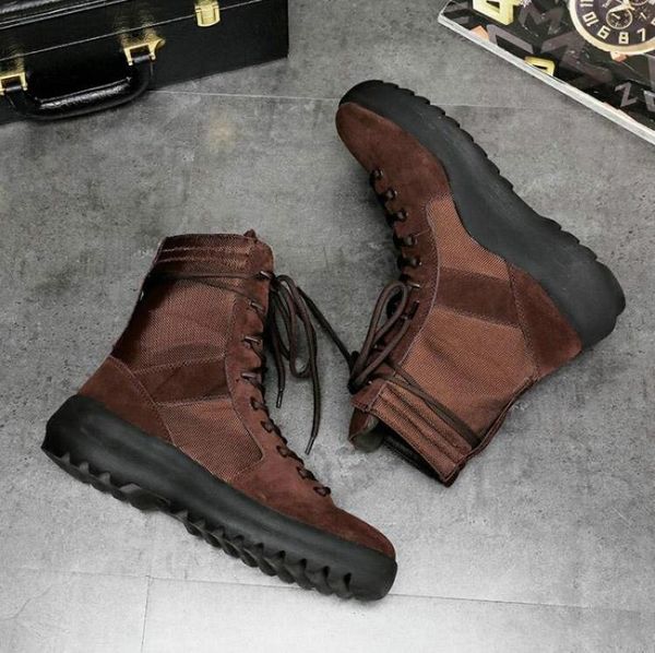 

new good quality kanye brand high boots of god military sneakers hight army boots men and women fashion shoes martin boots c2, Black