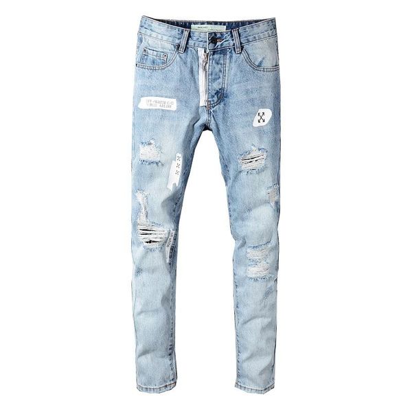 

2020 off jeans famous brand designer #136 luxury jeans men fashion street wear mens whitebiker jeans man hip hop pants 610-5222, Blue