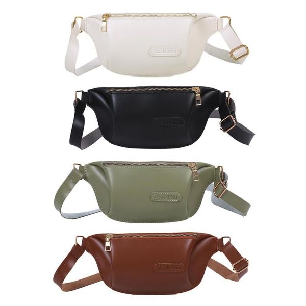 

solid color fanny chest pack adjustable wide strap pu leather waist pack pouch retro women shoulder crossbody bag