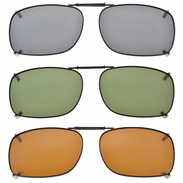 

c75 eyekepper grey/brown/g15 lens 3-pack clip-on polarized sunglasses 51x36mm, White;black