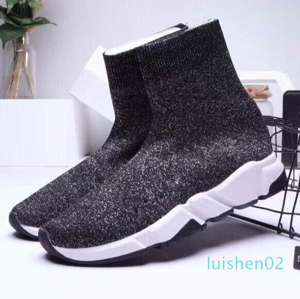 

новые дизайнерские повседневная обувь кроссовки speed ​​runner мода обувь носок тройной черный boots красный плоский trainer мужчины женщины, Black