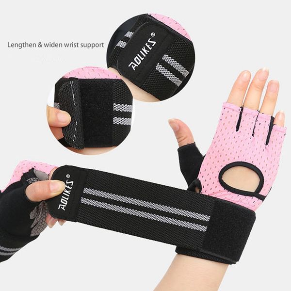 

men women anti-slip fingerless fitness gloves sports breathable weight lifting gloves with wrist support body building