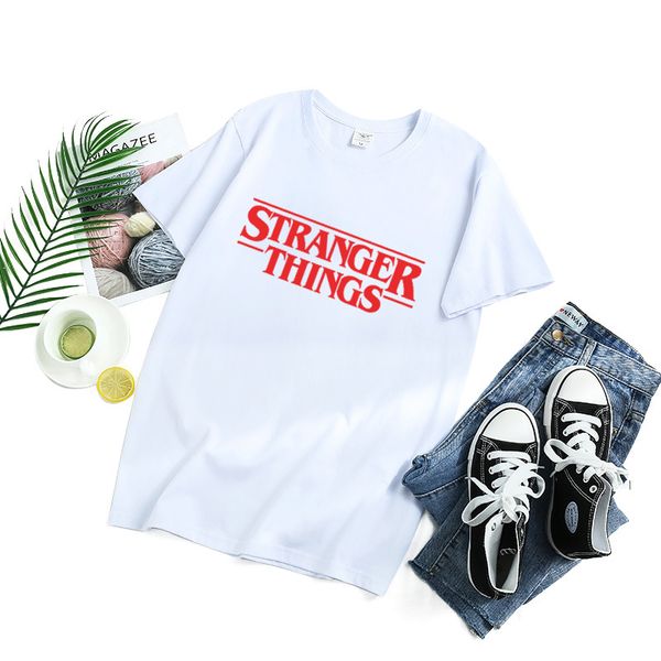 

fashion stranger things women t-shirt summer casual tee for women letters print breathable comfort soft t-shirt size xs-3xl, White