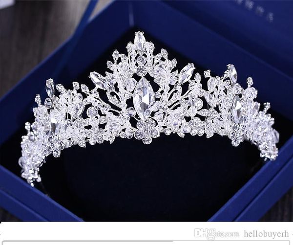 

барокко роскошный горный хрусталь бусины сердце свадебная тиара корона серебряный кристалл диадема вуаль диадемы свадебные аксессуары для во, Silver