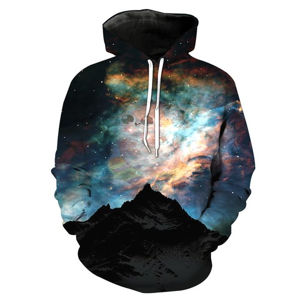 

foreign trade 3d cool cap pocket cover men's fashion men's clothing with hat sweatshirts printing blouse hoodies, Black