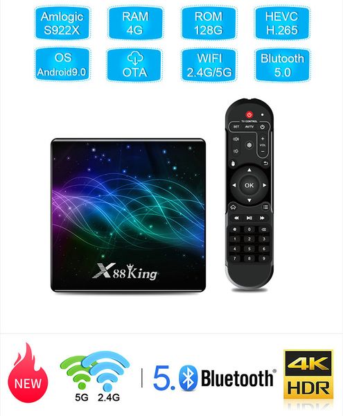 

x88 король коробка tv андроида 9.0 s922x 4gb128gb 2.4 ггц+5 ггц bluetooth с 5.0 смарт-телевизор коробка лучше, чем tx3 tx6