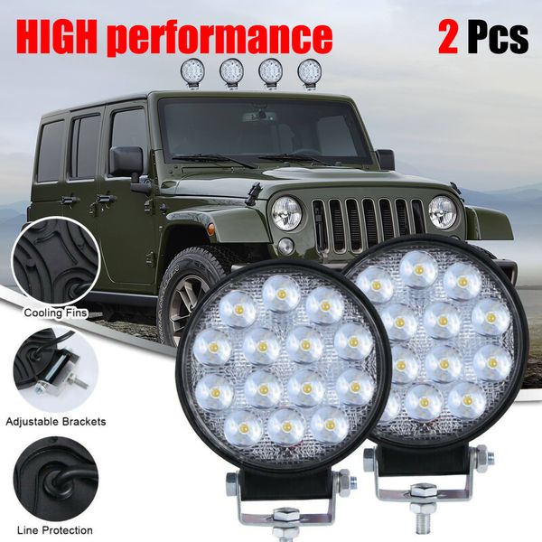 

2x round 140w led work light spot lamp offroad truck tractor boat suv ute 12/24v