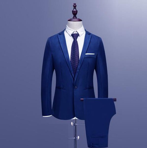 

tpsaade 2019 new spring autumn 2 pieces men's suits slim fit button pure color blazer suits male casual business blazer, White;black