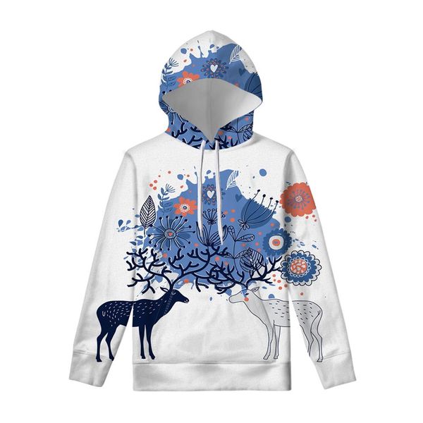 

2019 spring autumn happy christmas elk print pattern women's hoodie coat cute cartoon sweatshirts men women clothing custom, Black