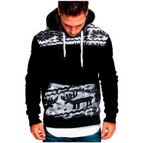 

2018 mens designer hoodies autumn new men's fashion christmas deer hooded long-sleeved slim sweater fashion pullovers, Black