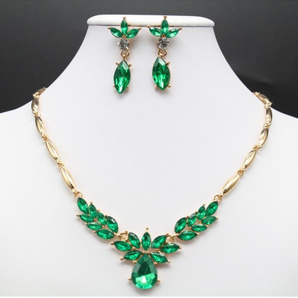 

sale wonderful prom wedding bridal jewelry sets crystal rhinestone necklace earring sets jewellry gift for lovers, Silver