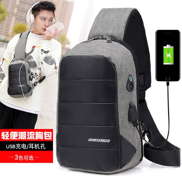 

fashion men chest bag waterproof single shouler oxford cross body bags usb charge sling bags large capacity