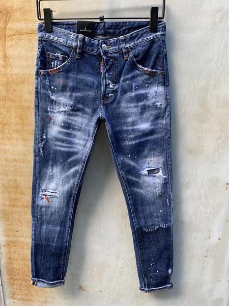 

european italy jeans pants men slim jeans denim trousers button blue hole pencil pants for men 12
