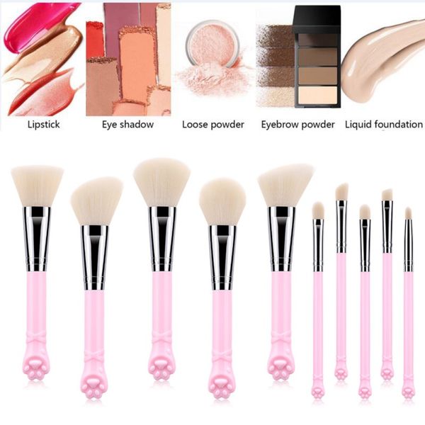 

10 pcs brush set cute kawaii makeup brushes foundation eyeshadow blush brush cosmetic tool blending beauty make up