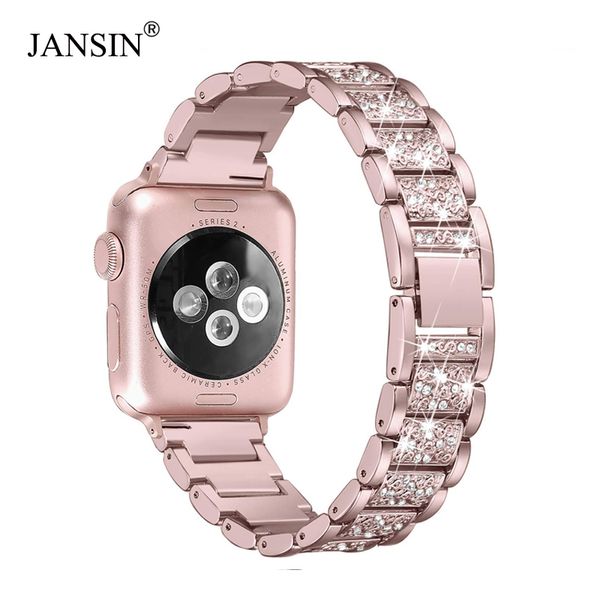 Para a apple watch band 40mm 44mm 38mm 42mm mulheres diamante banda para apple watch series 4 3 2 1 pulseira iwatch pulseira de aço inoxidável t190705