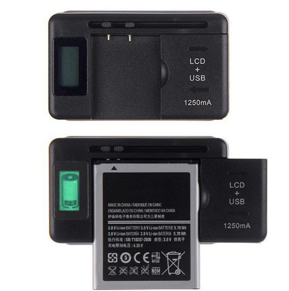 Caricabatteria indicatore LCD intelligente universale per Samsung S4 I9500 NOTE 3 S5 con carica in uscita USB per iphone SPINA USA