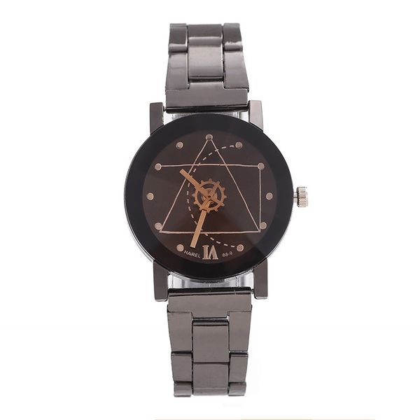 

oreign trade explosion korean compass turntable gear pointer watch couple british individual alloy steel belt watch wholesale, Slivery;brown