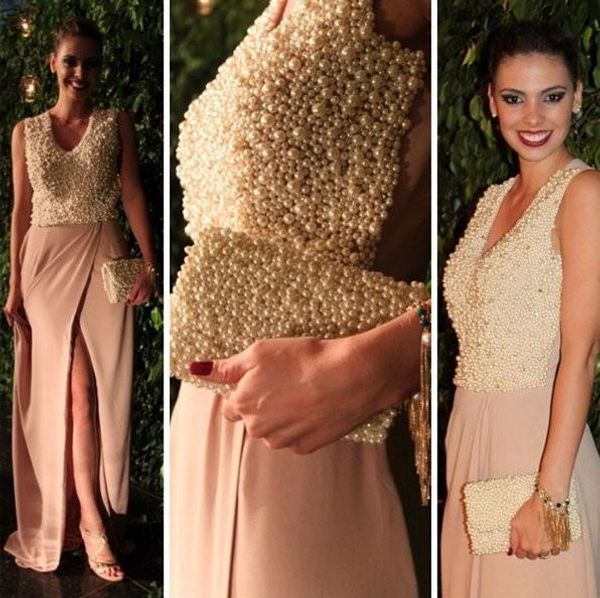 

колонка с v-образным вырезом формальные длинные платья для выпускного вечера сексуальные жемчужины с бисером и вырезом на заказ спинки 2019, Black