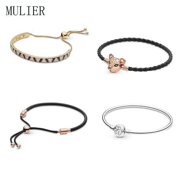 

mulier 19 original 925 sterling silver exotic stones stripes lion king slide bangle bracelet 558053 568051cz ing, Black