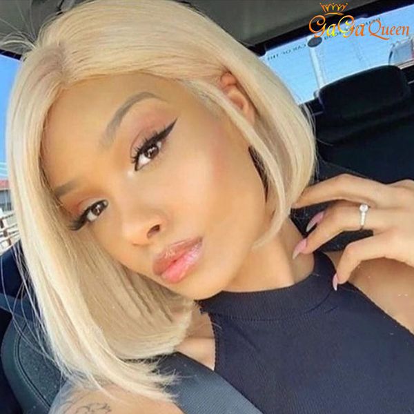 

613 фронта шнурка человеческих волос парики перуанский blonde straight bob 150% honey blonde 8-16inch человеческих волос парик полный конец, Black;brown