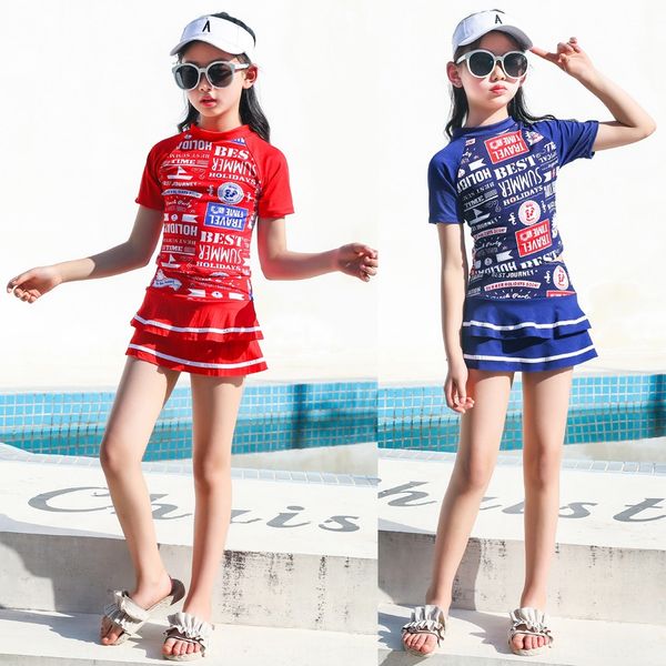 

32wno navy wind short-sleeved split children swimming fitness fashion navy wind short-sleeved split swimsuit children swimming fitness fashi, White;black