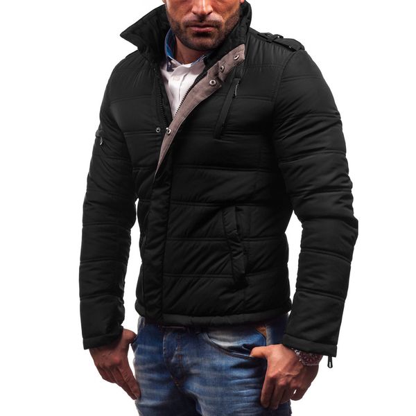 

plus size m-5xl men winter coats and jackets with zipper casual windproof bubble parka men warm cotton outdoor coats clothes, Black