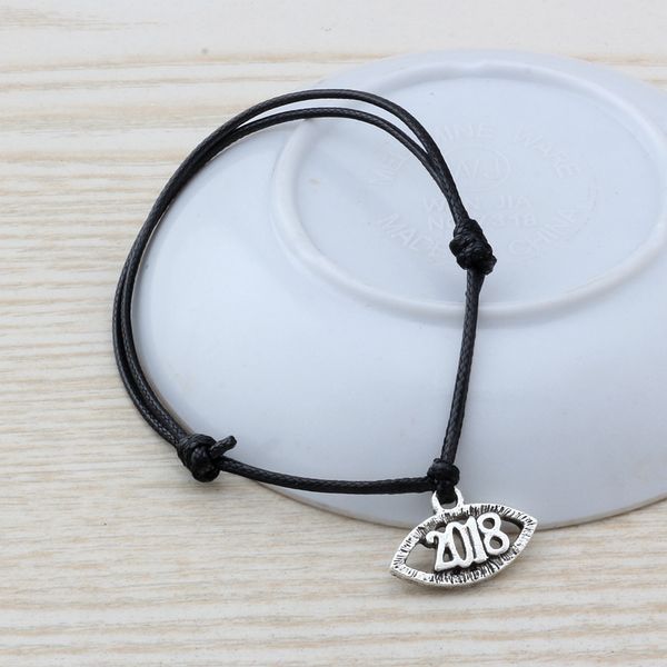 

микрофон 20шт регулируемые браслеты античный серебряный сплав "2018" шарм регулируемый черный воск веревка браслет b-62, Golden;silver