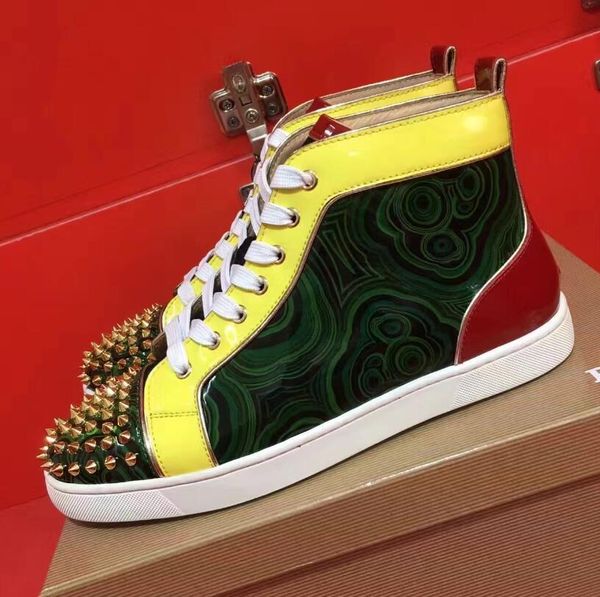 

designer sneakers men women casual shoes party dress high-cut studded spikes platforms red bottom trainers shoes sneaker, Black