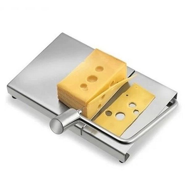 New Stainless Steel Cheese Slicer Tool 1PC Cheese Slicer Wire Cutter With Serving Board for Hard Semi Hard Cheese Butter Dec20#3 T200111