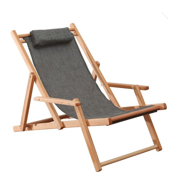 

adjustable sling chair natural beech wood frame portable patio wooden beach folding adjustable chair outdoor chaise lounger