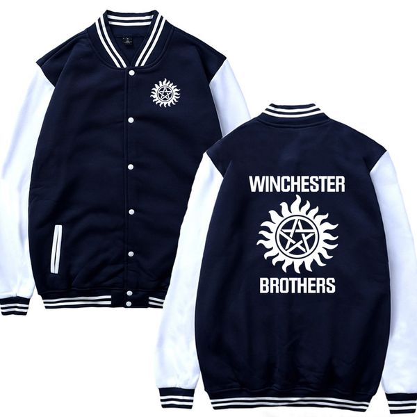 

supernatural men baseball jacket winchester brother mens sportswear casual sweatshirt hip hop harajuku baseball uniform, Black;brown