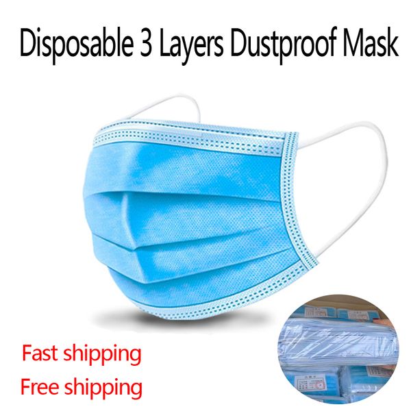 

одноразовая маска для лица одноразовая маска защищает 3 слоя фильтр пылезащитный ушной вкладыш нетканые маски для рта бесплатная доставка