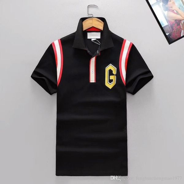 

2019 summer new style, men's clothing embroidery lapel mercerized cotton t-shirt men's polo shirt ladies clothing, White;black