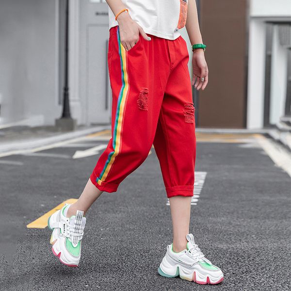 

2020 multicolor women casual pants cropped capri pants female spring summer stretch trousers calf-length stretchy, Black;white