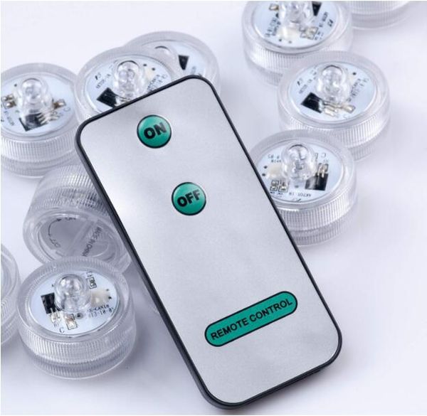 

sxi 24pcs/lot white led submersible tea light candles with remote control replaceable coin battery underwater waterproof lamp for christmas