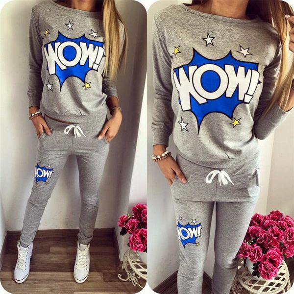 

letter printed stars suit set 2019 women tracksuit two-piece sport style outfit jogging sweatshirt fitness lounge sportwear, White