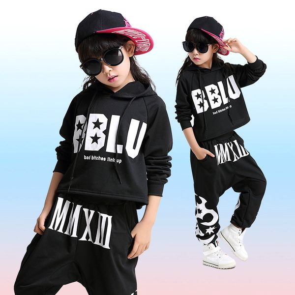 

new style fashion children jazz dance clothing boys girls street dance hip hop costumes kids performance clothes sets, Black;red