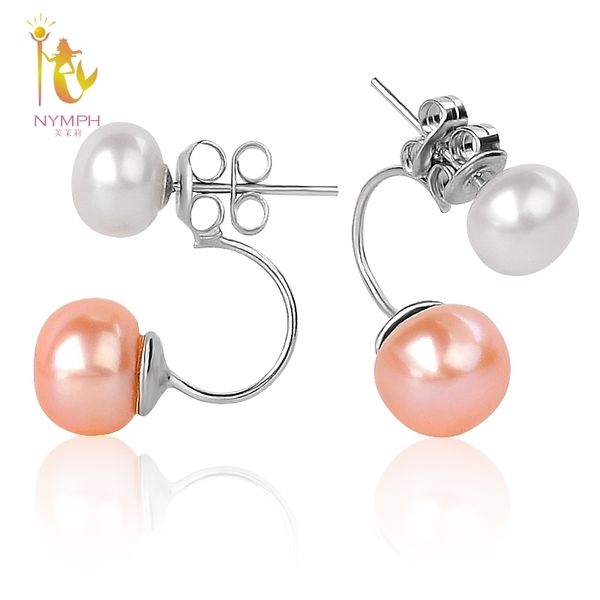 

nymph] double pearl earrings for women pearl jewelry natural freshwater pearl stud earrings 925 silver fine jewelry e205f t190625, Golden;silver